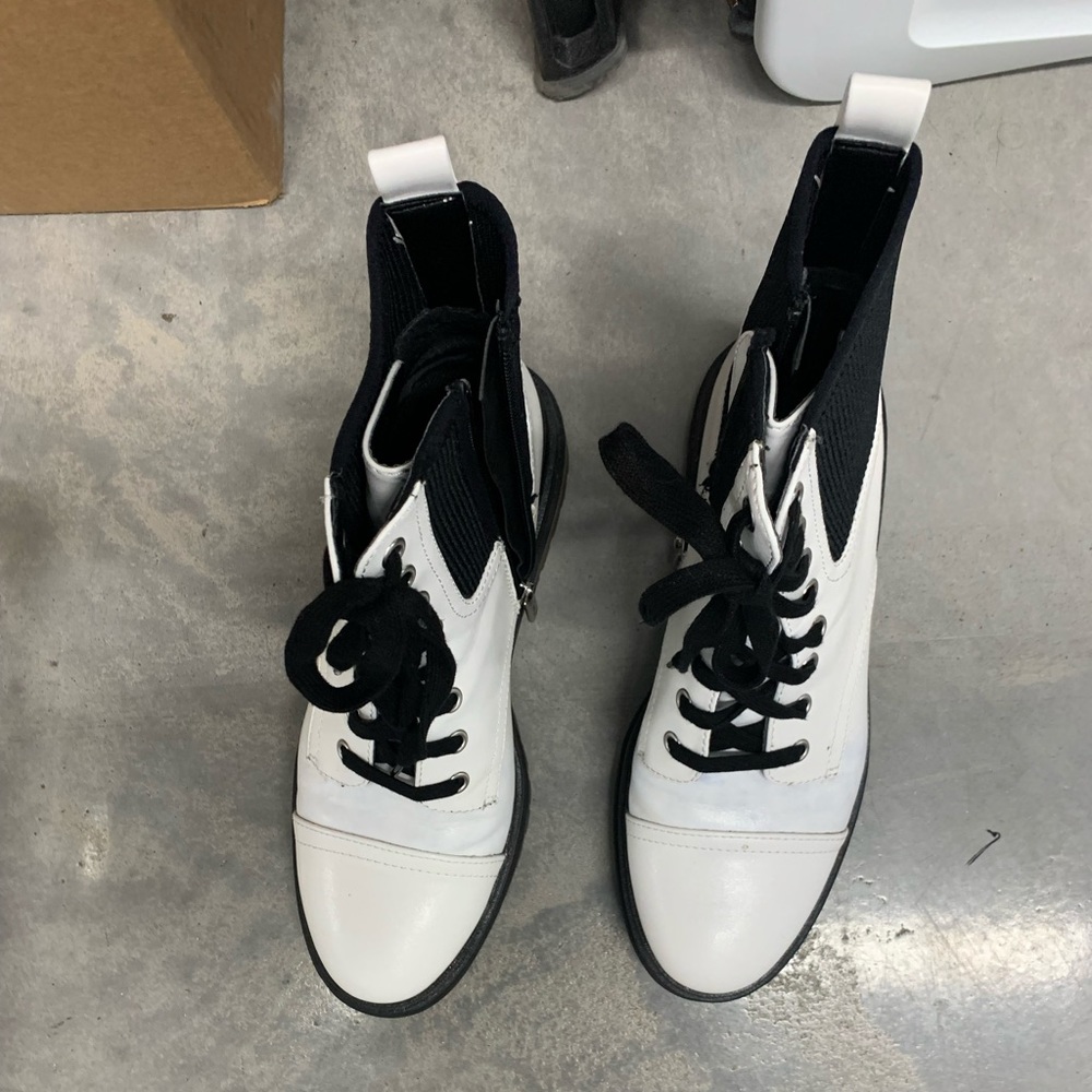 Black and white women’s boots